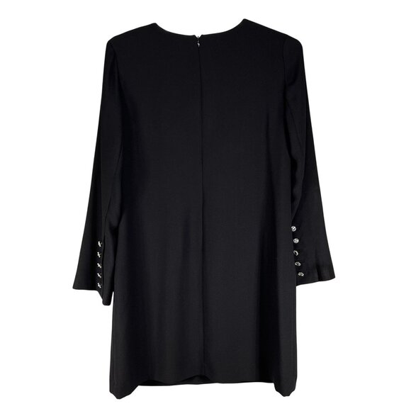 Talbots Womens 16 Black Shift Dress Long Sleeve Rhinestone Cuff Buttons Elegant - Picture 7 of 16
